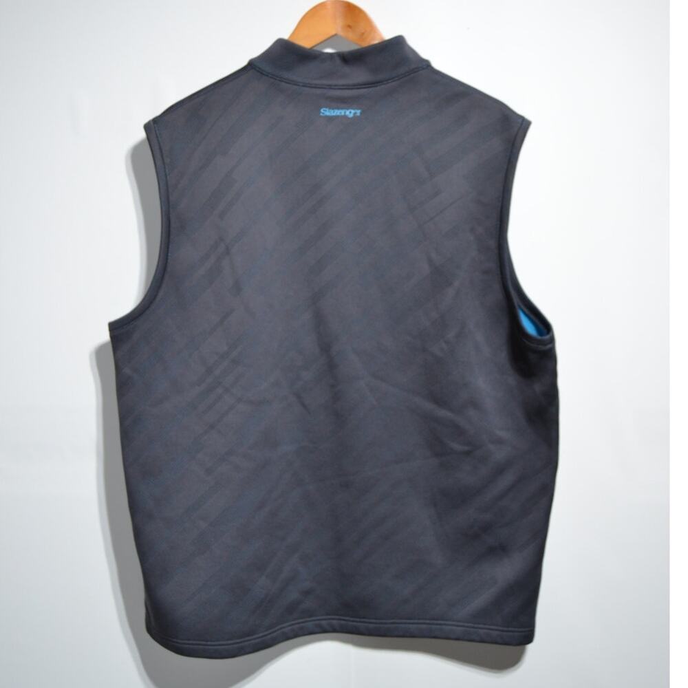 Slazenger Men's Outdoor Golf Quarter Zip Fleece Lined Vest Size XL Gray & Blue - Picture 2 of 7